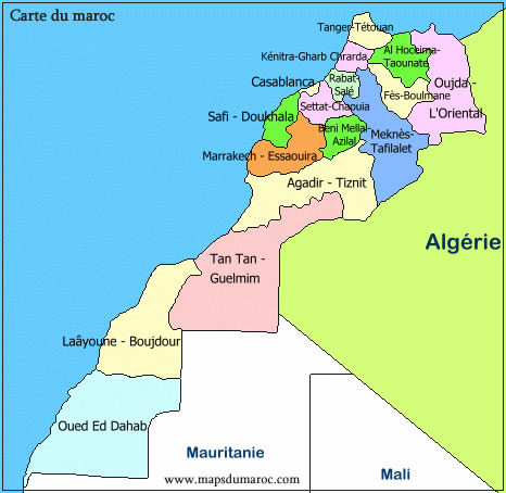 خريطة مناطق المغرب